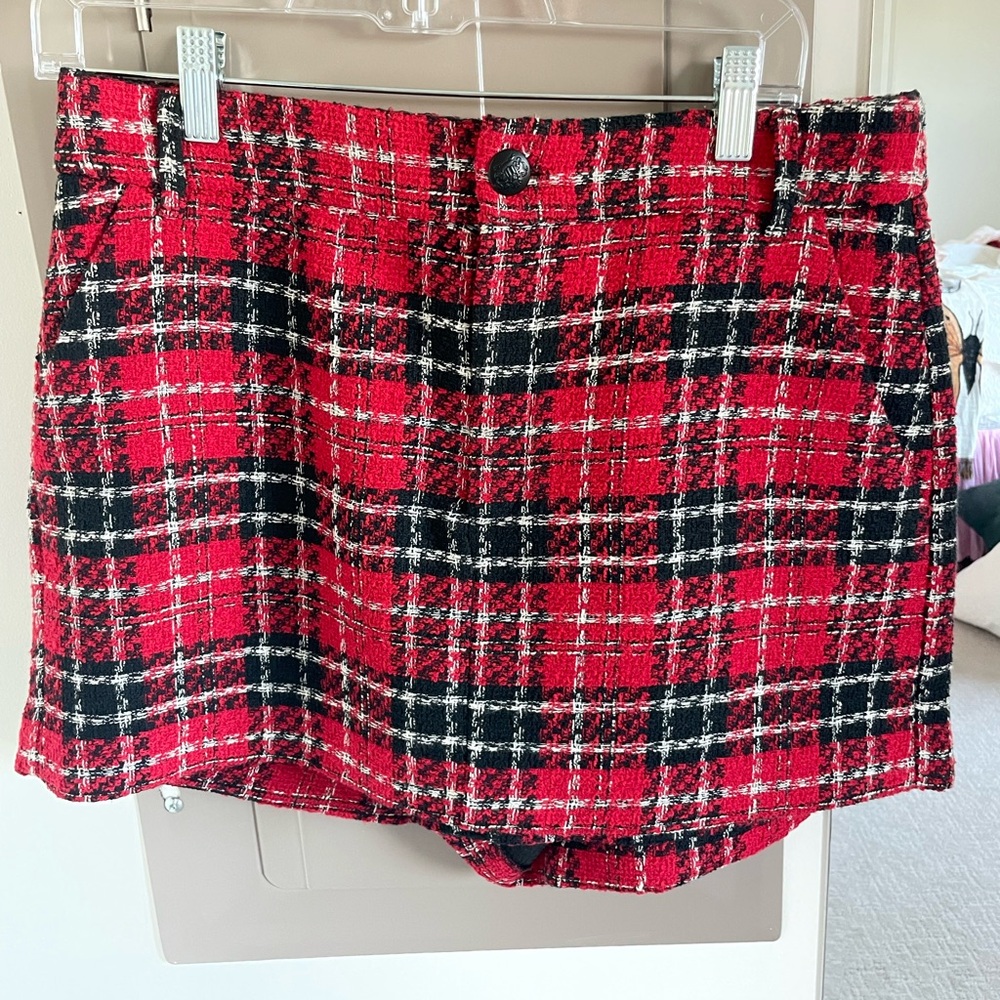 Red and Black Plaid Skirt